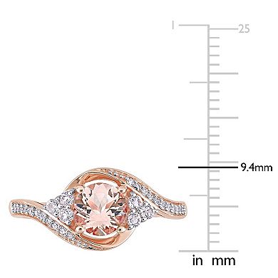 Women's Stella Grace 10K Gold 1/10ct Diamond & Morganite White Topaz Ring