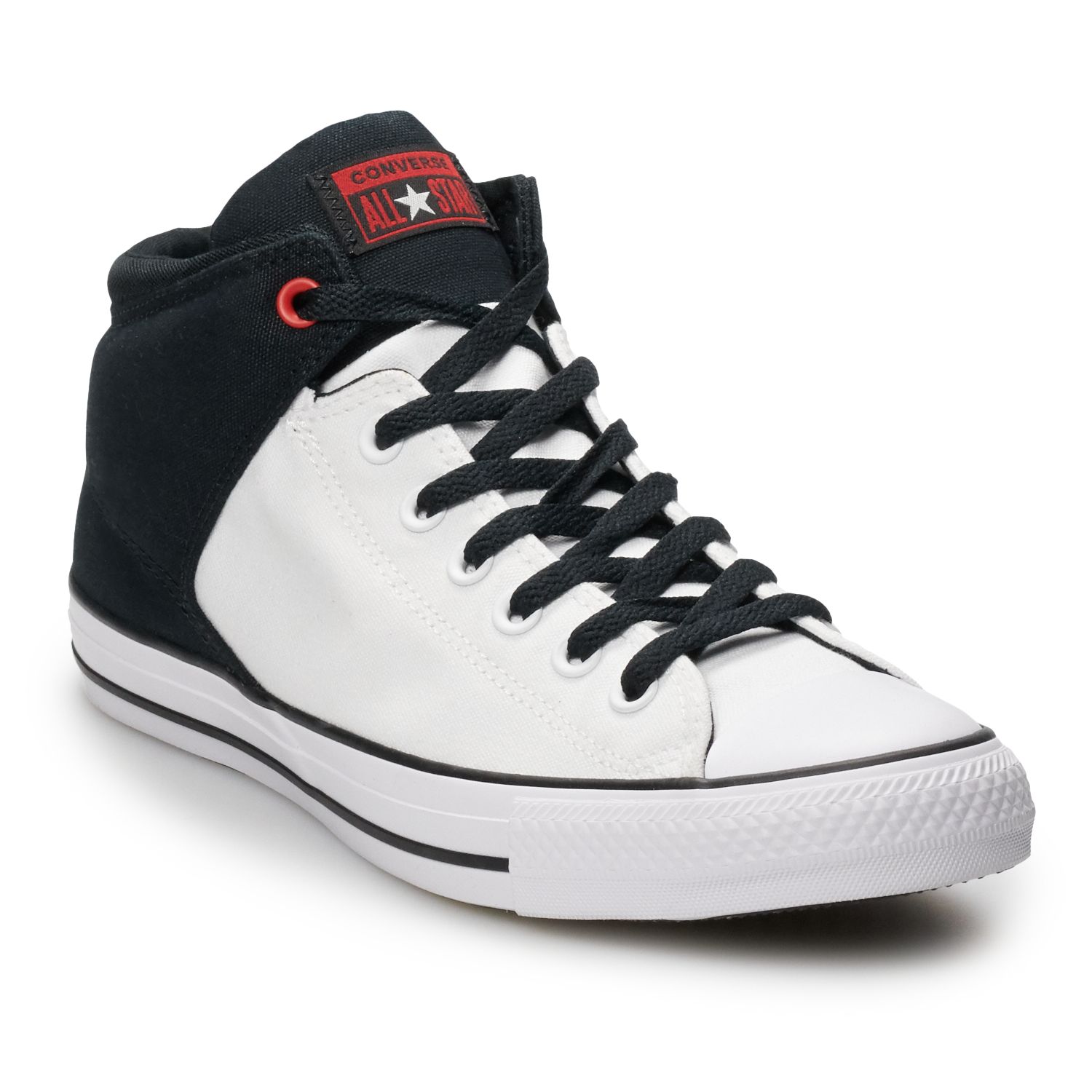 black and red converse high tops