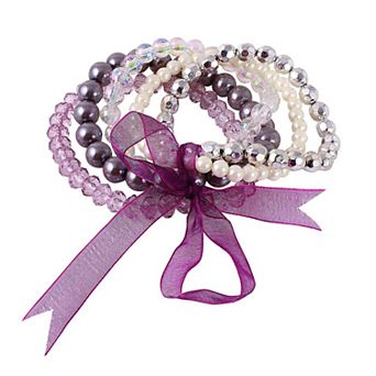 Synthetic Stone Stretchy 5 pc Bracelet Set