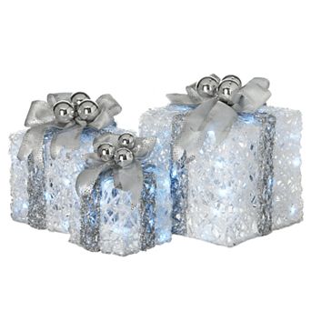 National Tree Company Pre-Lit decorated White Gift Box 3 pc Set