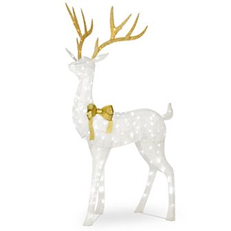 National Tree Company 75" Pre-Lit White Standing Buck Floor Decor