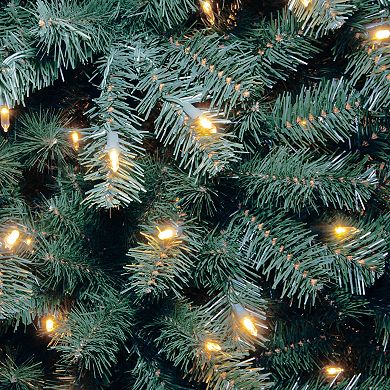 National Tree Co. 7' North Valley Spruce Blue Hinged Artificial Christmas Tree with Clear Lights