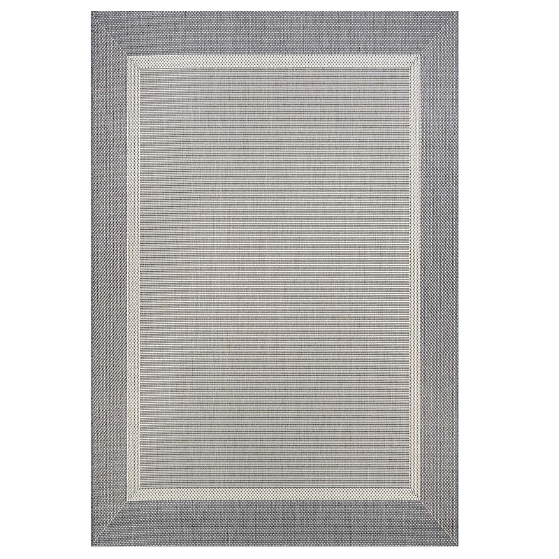 Couristan Recife Stria Texture Framed Solid Indoor Outdoor Rug, Beige Gray, 5X7.5 Ft