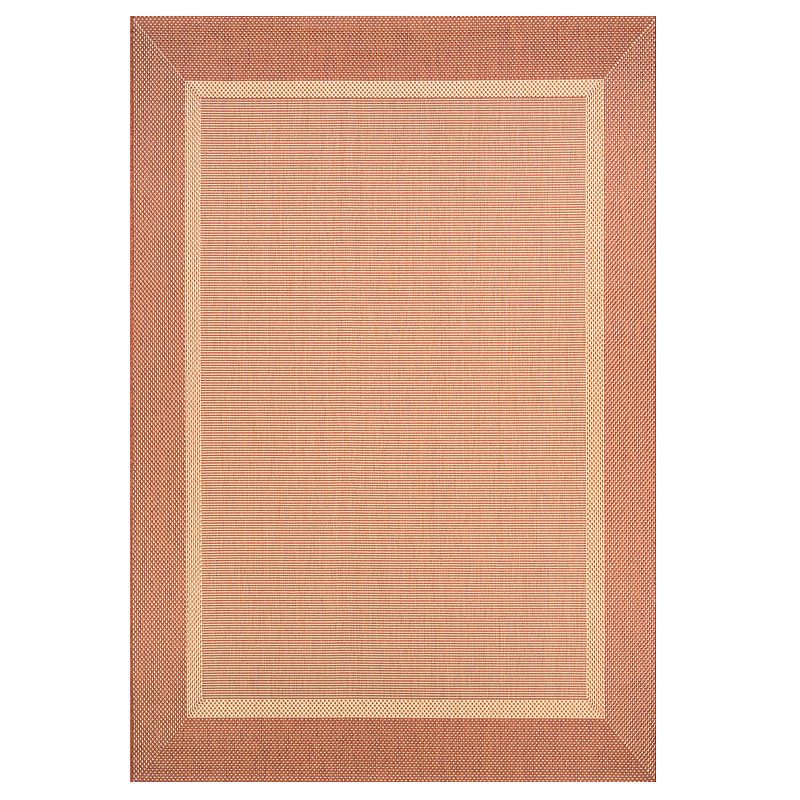 Couristan Recife Stria Texture Framed Solid Indoor Outdoor Rug, Natural Terracotta, 7.5Ft Rnd