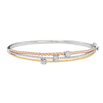 HDI 14k Gold Over Silver 3/8 Carat T.W. Diamond Bangle Bracelet
