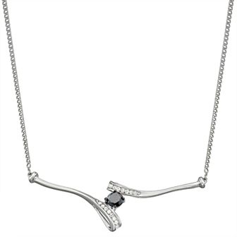 HDI Sterling Silver 1/3 Carat T.W. Black & White Diamond Bypass Necklace