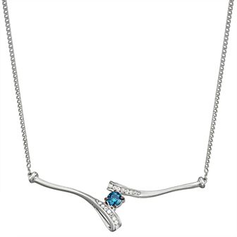 HDI Sterling Silver 1/3 Carat T.W. Black & White Diamond Bypass Necklace