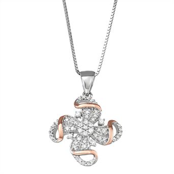 HDI Two Tone Sterling Silver 1/4 Carat T.W. Diamond Pendant