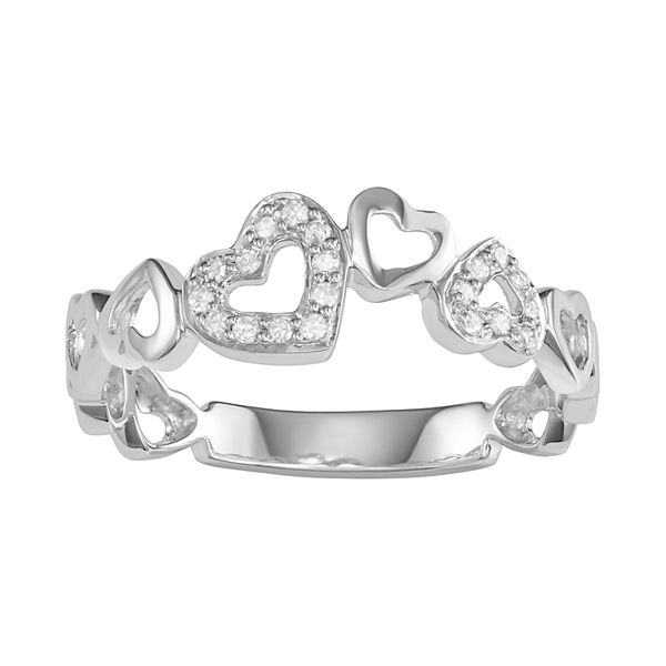 Diamond accent heart hot sale ring in sterling silver