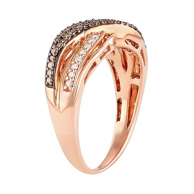 HDI 14k Rose Gold Over Silver 1/3 Carat T.W. Brown & White Diamond Ring
