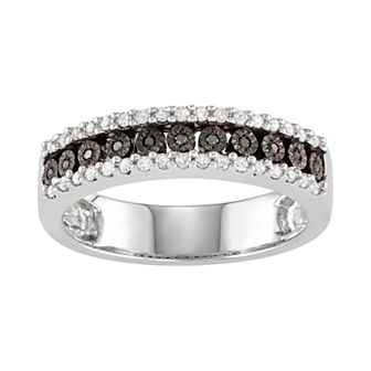 HDI Sterling Silver 1/4 Carat T.W. Black & White Diamond Ring