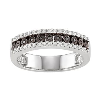 HDI Sterling Silver 1/4 Carat T.W. Black & White Diamond Ring