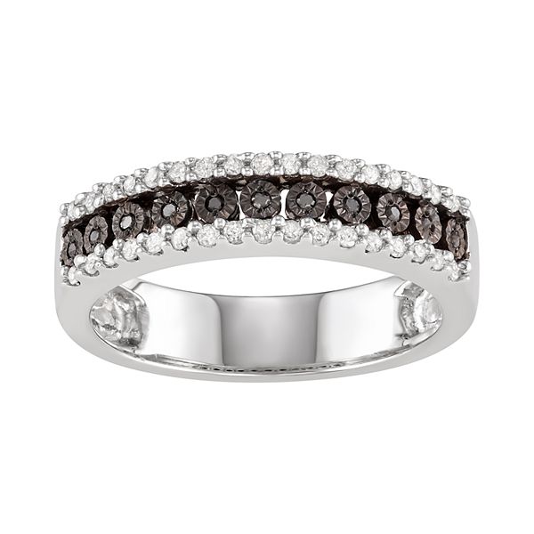 Sterling Silver 1/4 Carat T.W. Black & White Diamond Ring