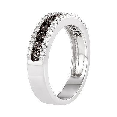 HDI Sterling Silver 1/4 Carat T.W. Black & White Diamond Ring