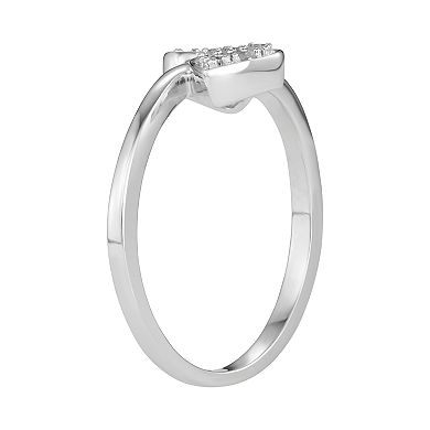 HDI Sterling Silver 1/6 Carat T.W. Diamond Heart Bypass Ring