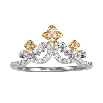 HDI Two Tone Sterling Silver 1/4 Carat T.W. Diamond Ring