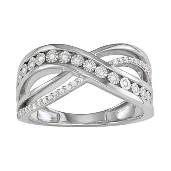 HDI Sterling Silver 1/5 Carat T.W. Diamond Crisscross Ring