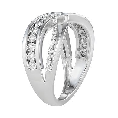 HDI Sterling Silver 1/5 Carat T.W. Diamond Crisscross Ring