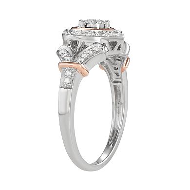HDI Two Tone Sterling Silver 1/4 Carat T.W. Diamond Heart Ring