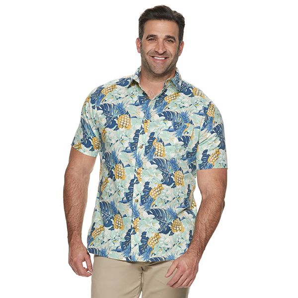 Big & Tall Croft & Barrow® Tropical Linen-Blend Easy-Care Button-Down Shirt