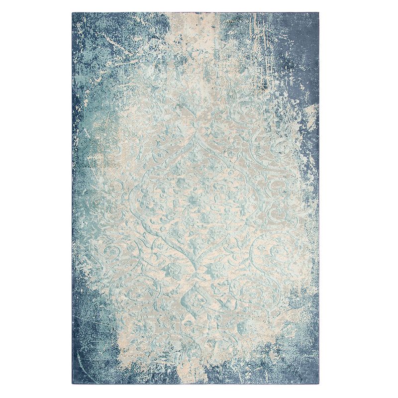 Rizzy Home Emma Vine Scroll Distressed Rug, Blue, 8X10 Ft