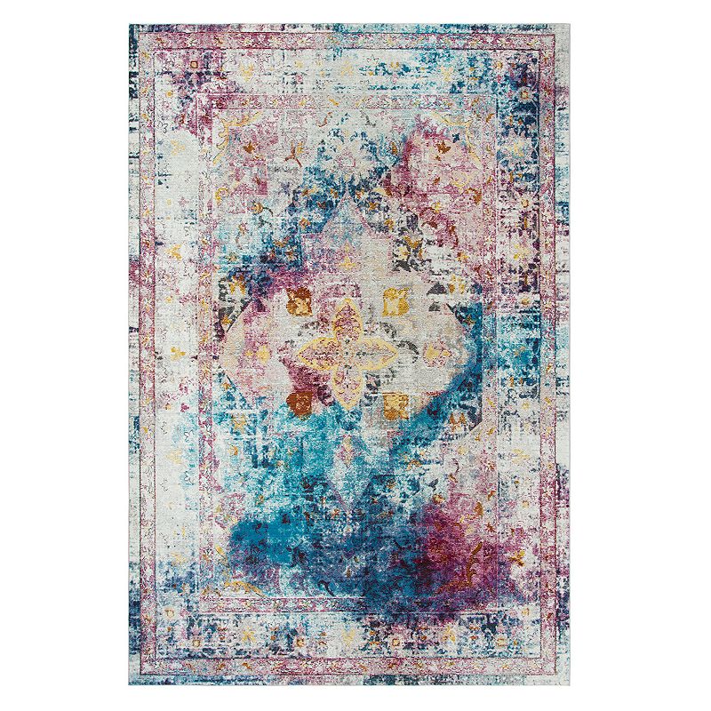 Rizzy Home Jewel Tone Boho Rug, Blue, 4X5.5 Ft