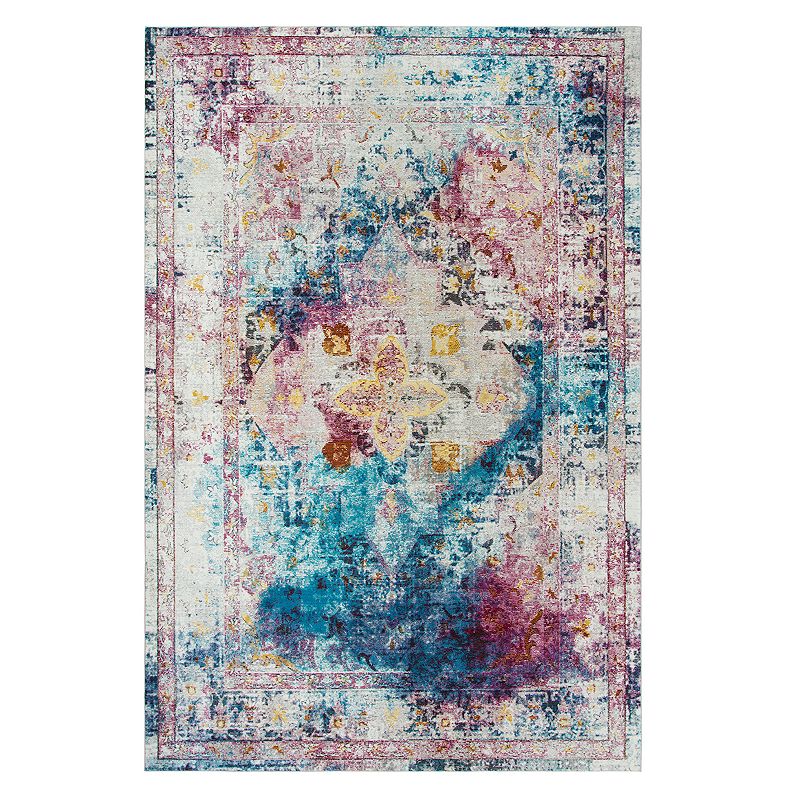 Rizzy Home Jewel Tone Boho Rug, Blue, 7.5X9.5 Ft