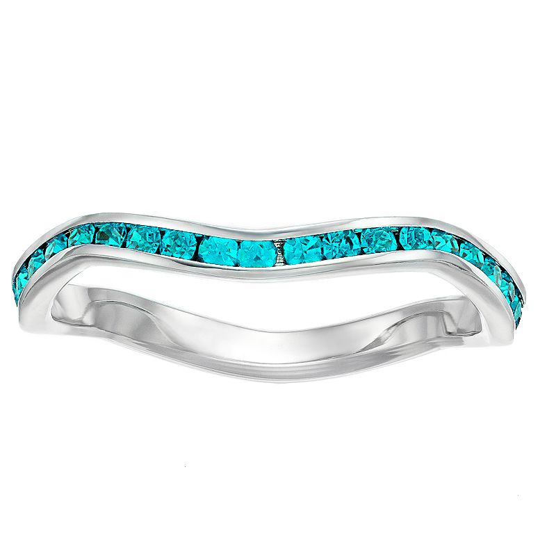 Traditions Crystal Birthstone Stackable Wave Ring, Womens, Size: 5, Blue
