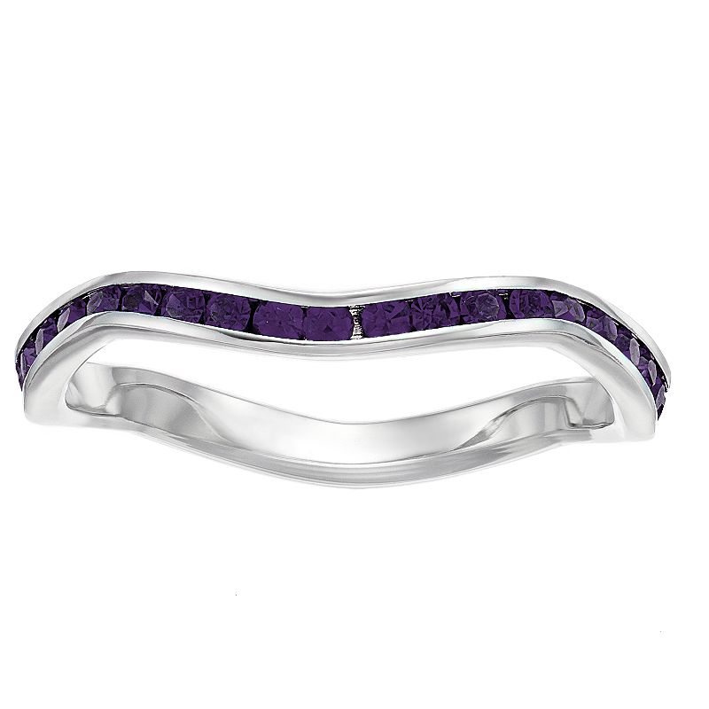 Traditions Crystal Birthstone Stackable Wave Ring, Womens, Size: 5, Purple
