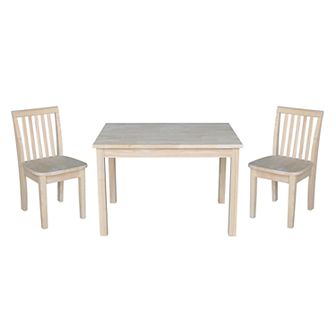 Kids International Concepts Unfinished Dining Table & Chair 3 pc Set