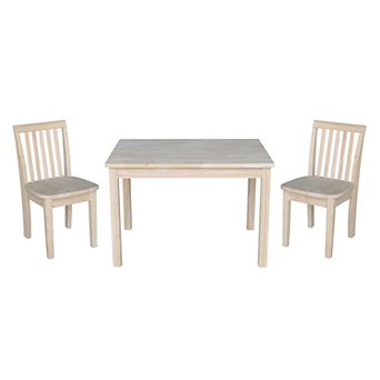 Kids International Concepts Unfinished Dining Table & Chair 3 pc Set
