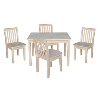 Kids International Concepts Unfinished Dining Table & Chair 5 pc Set