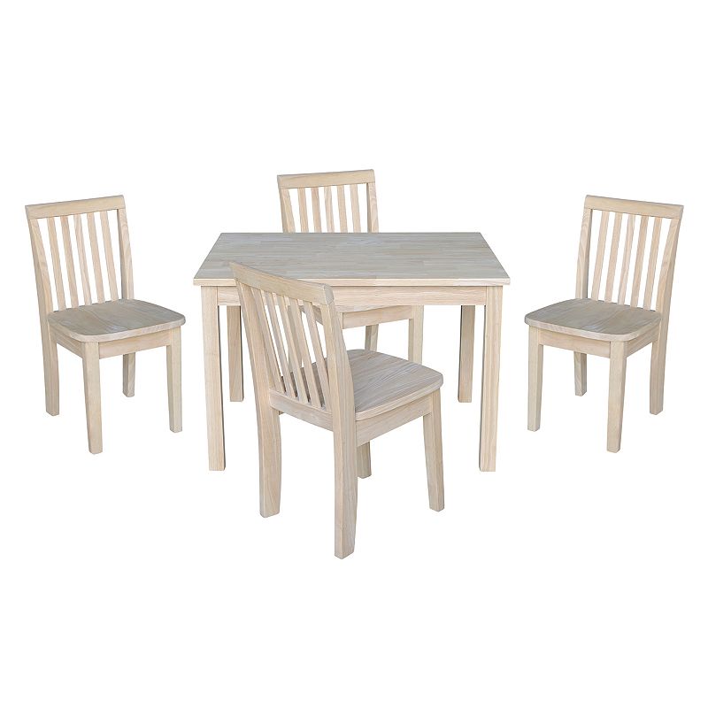 Kids International Concepts Unfinished Dining Table & Chair 5-piece Set, Br