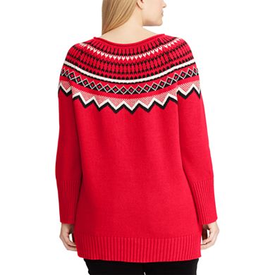 Plus Size Chaps Fairisle Boatneck Sweater