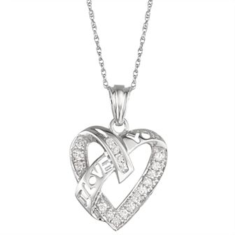 HDI 10k White Gold 1/4 Carat T.W. Diamond Heart Pendant