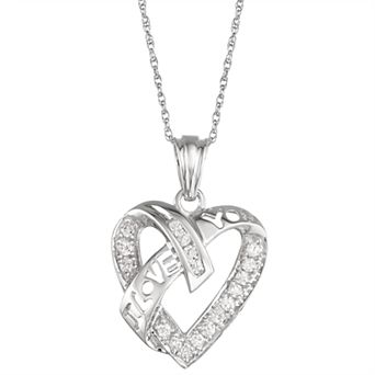 HDI 10k White Gold 1/4 Carat T.W. Diamond Heart Pendant