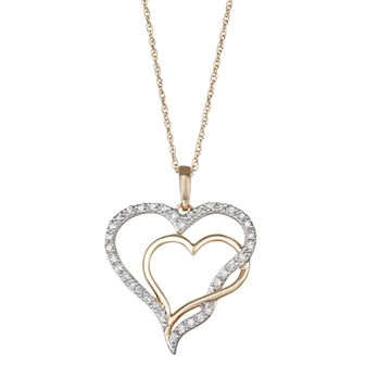 HDI 10k Gold 1/6 Carat T.W. Diamond Double Heart Pendant