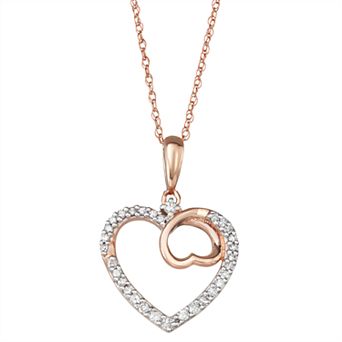 HDI 10k Rose Gold 1/6 Carat T.W. Diamond Double Heart Pendant