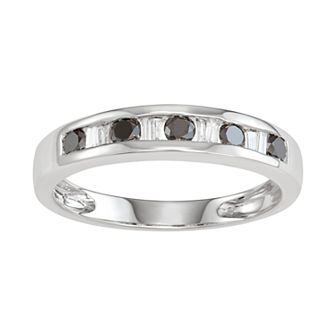 HDI 10k White Gold 3/8 Carat T.W. White & Black Diamond Ring
