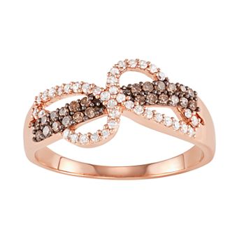 HDI 10k Rose Gold 1/3 Carat T.W. White & Brown Diamond Ring