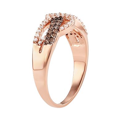 HDI 10k Rose Gold 1/3 Carat T.W. White & Brown Diamond Ring