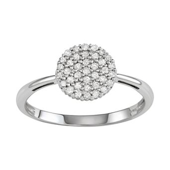 HDI 10k White Gold 1/5 Carat T.W. Diamond Cluster Engagement Ring