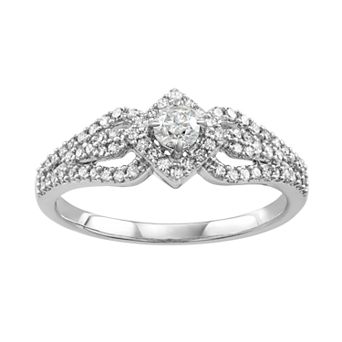 HDI 14k White Gold 1/2 Carat T.W. Diamond Engagement Ring