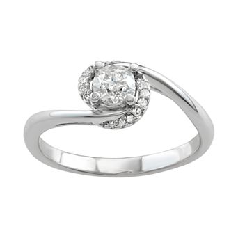 HDI 14k White Gold 1/2 Carat T.W. Diamond Engagement Ring