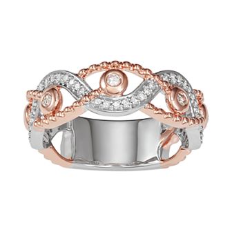 HDI 10k Two Tone Gold 1/4 Carat T.W. Swirl Diamond Ring