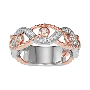 HDI 10k Two Tone Gold 1/4 Carat T.W. Swirl Diamond Ring