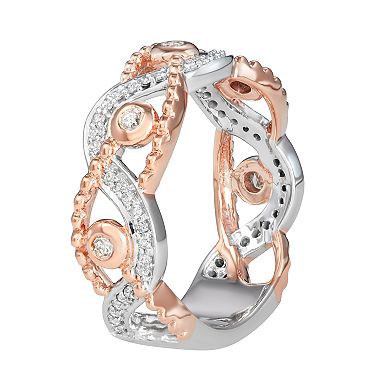 HDI 10k Two Tone Gold 1/4 Carat T.W. Swirl Diamond Ring