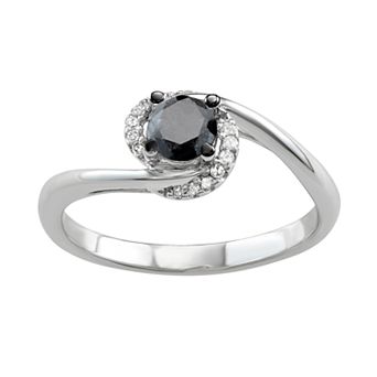 HDI 14k White Gold 1/2 Carat T.W. Black & White Diamond Ring