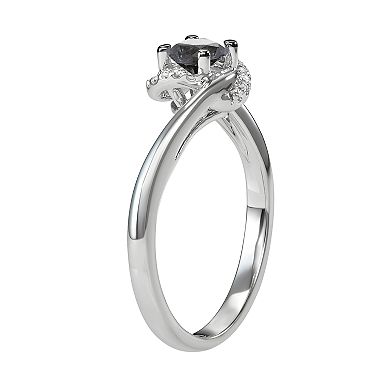HDI 14k White Gold 1/2 Carat T.W. Black & White Diamond Ring