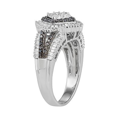 HDI 14k White Gold 1 Carat T.W. White & Black Diamond Ring